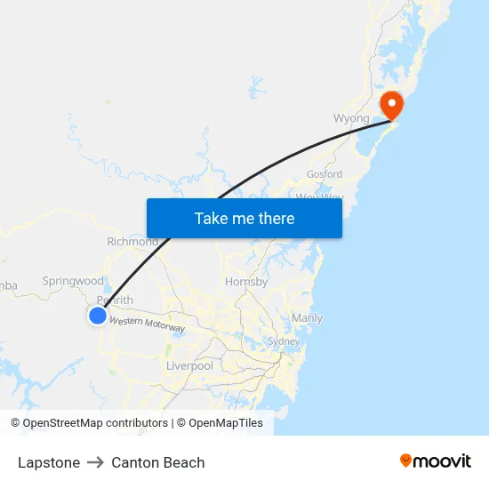 Lapstone to Canton Beach map