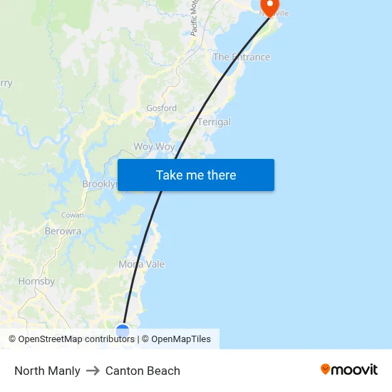 North Manly to Canton Beach map