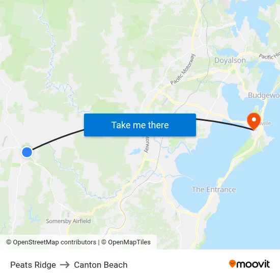 Peats Ridge to Canton Beach map