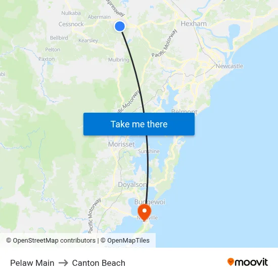 Pelaw Main to Canton Beach map