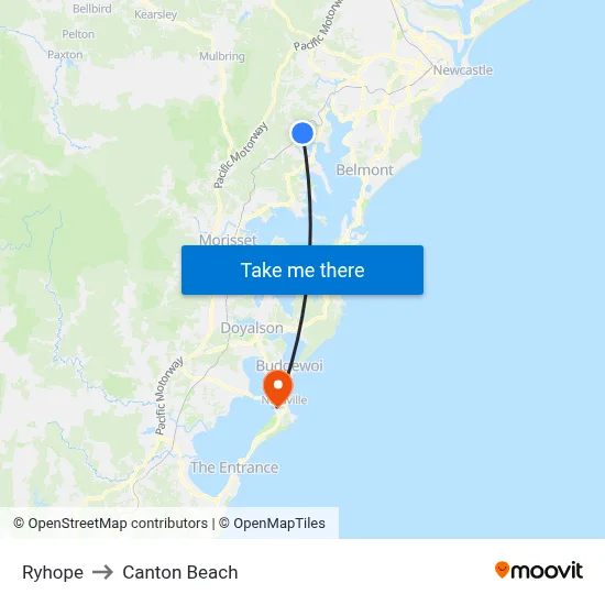 Ryhope to Canton Beach map