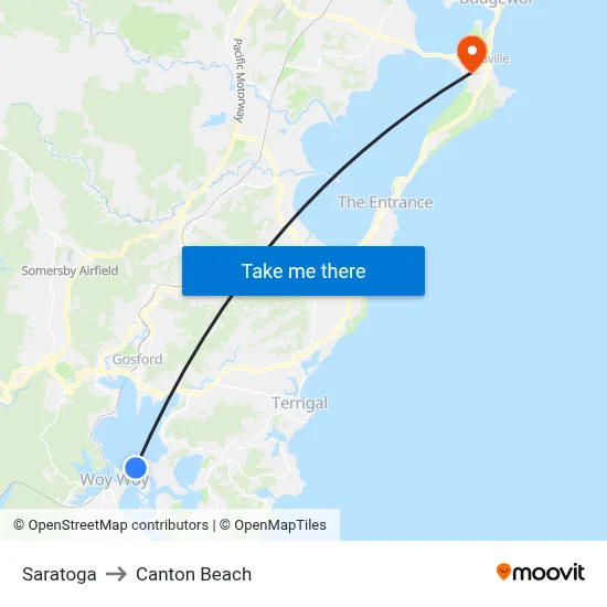 Saratoga to Canton Beach map