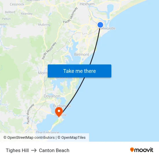 Tighes Hill to Canton Beach map