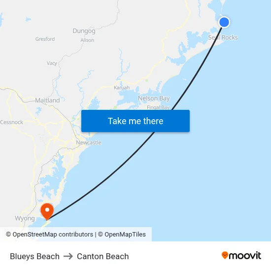 Blueys Beach to Canton Beach map