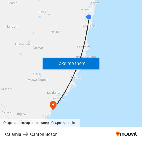 Calamia to Canton Beach map