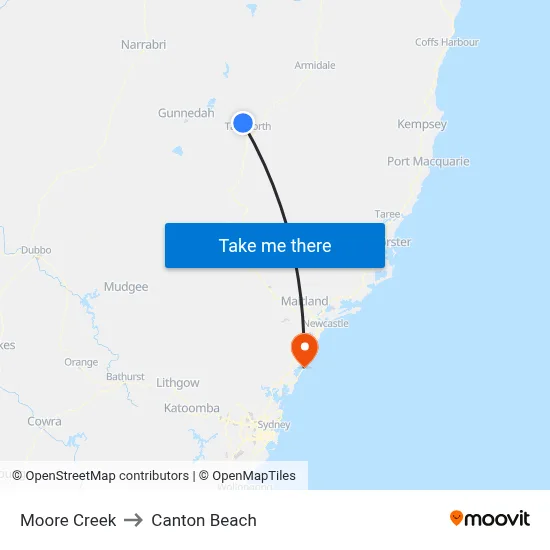 Moore Creek to Canton Beach map
