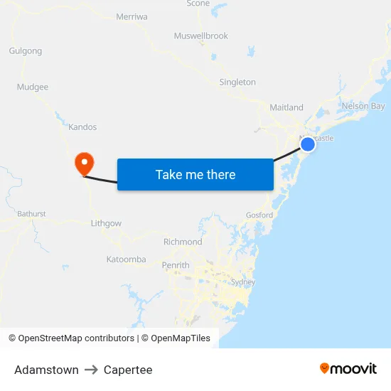 Adamstown to Capertee map