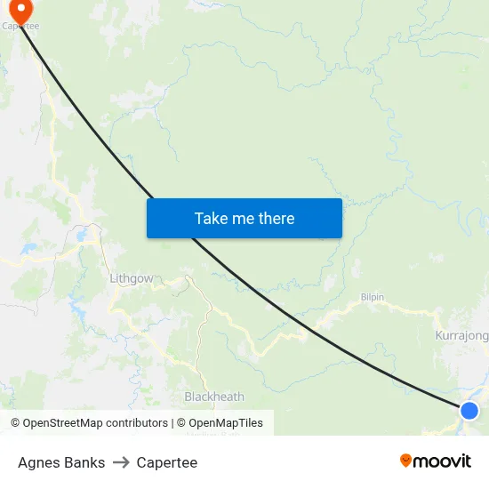 Agnes Banks to Capertee map