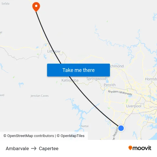 Ambarvale to Capertee map