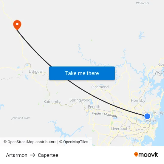 Artarmon to Capertee map