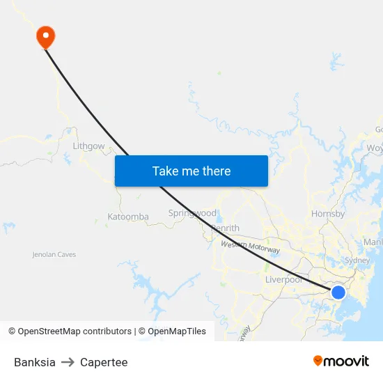 Banksia to Capertee map