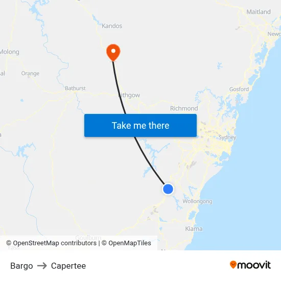 Bargo to Capertee map