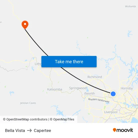 Bella Vista to Capertee map