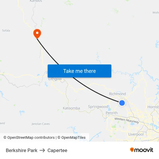 Berkshire Park to Capertee map