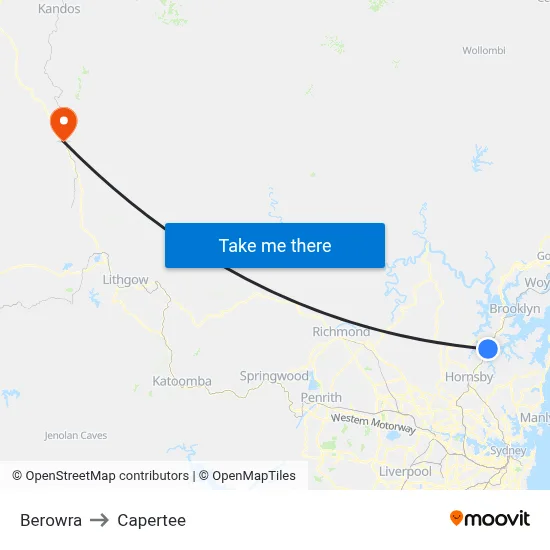Berowra to Capertee map