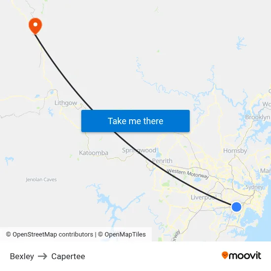 Bexley to Capertee map