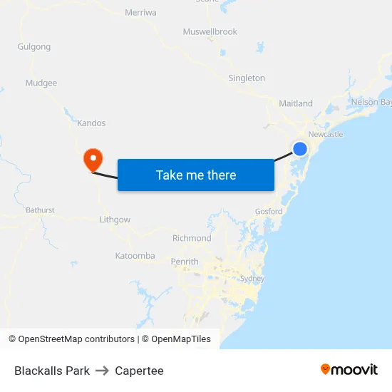 Blackalls Park to Capertee map