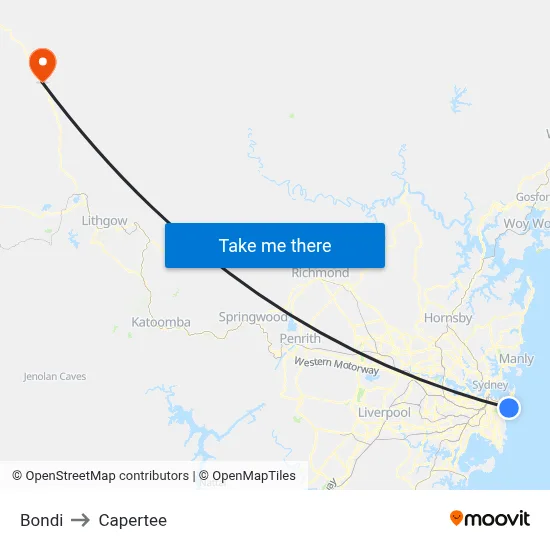 Bondi to Capertee map