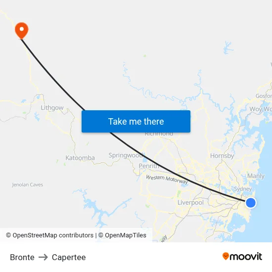 Bronte to Capertee map