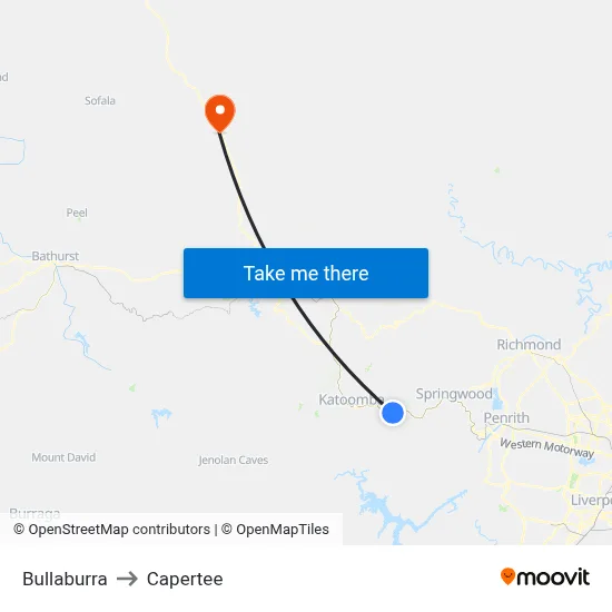 Bullaburra to Capertee map