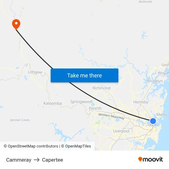 Cammeray to Capertee map