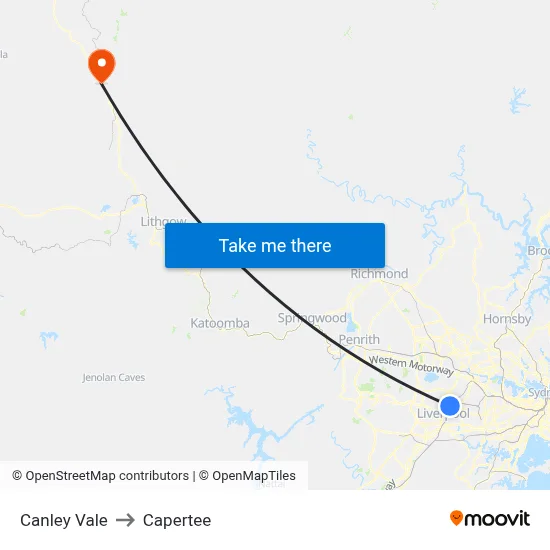 Canley Vale to Capertee map