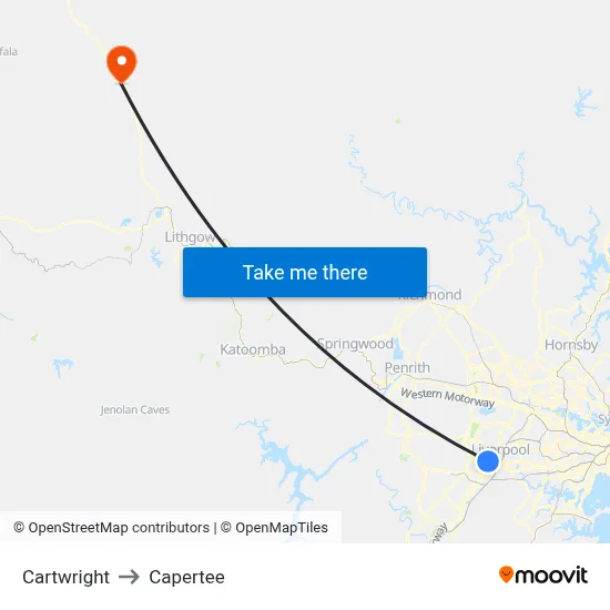 Cartwright to Capertee map