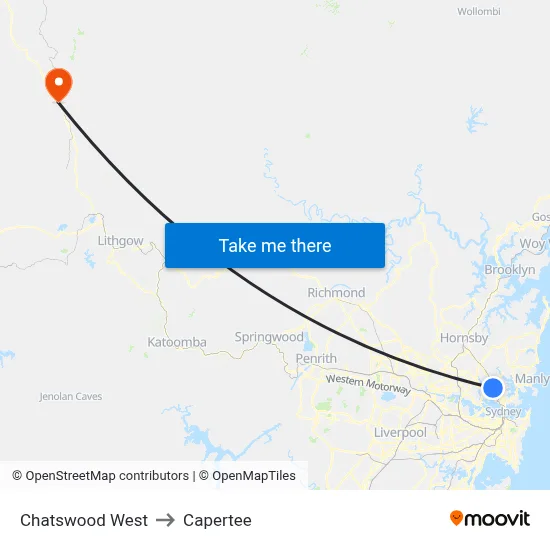 Chatswood West to Capertee map