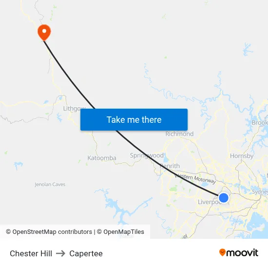 Chester Hill to Capertee map