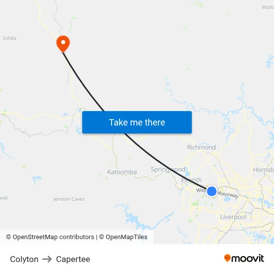 Colyton to Capertee map