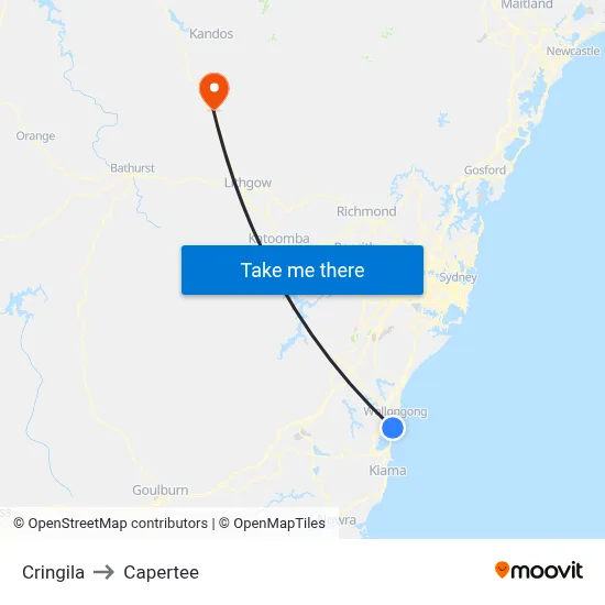 Cringila to Capertee map