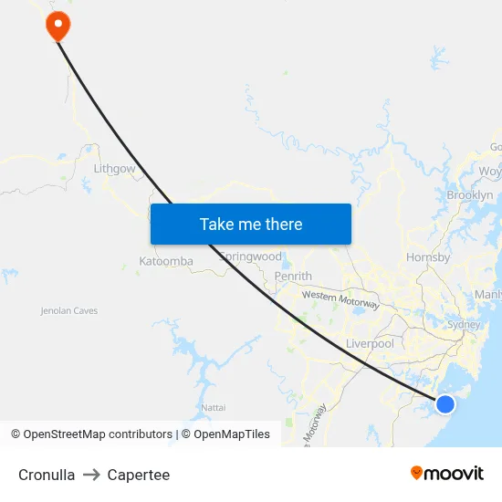 Cronulla to Capertee map