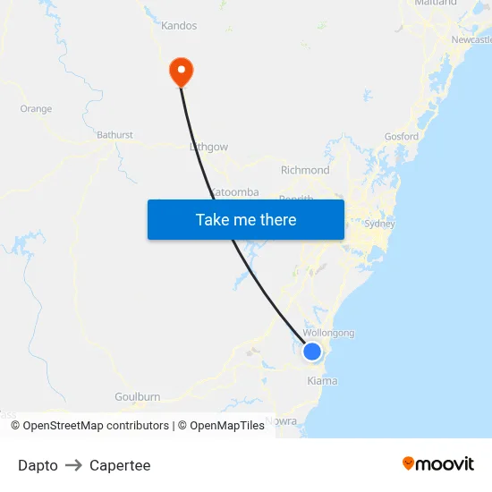 Dapto to Capertee map