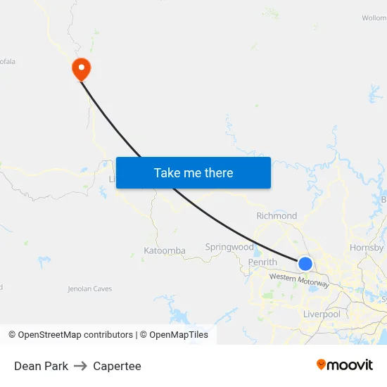 Dean Park to Capertee map