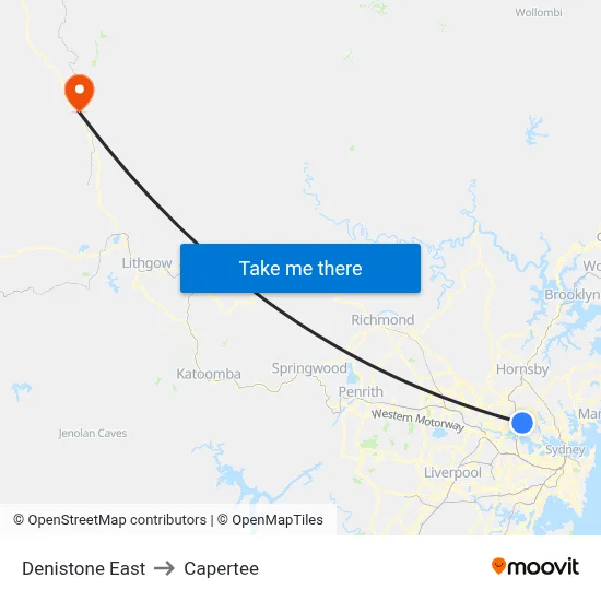 Denistone East to Capertee map