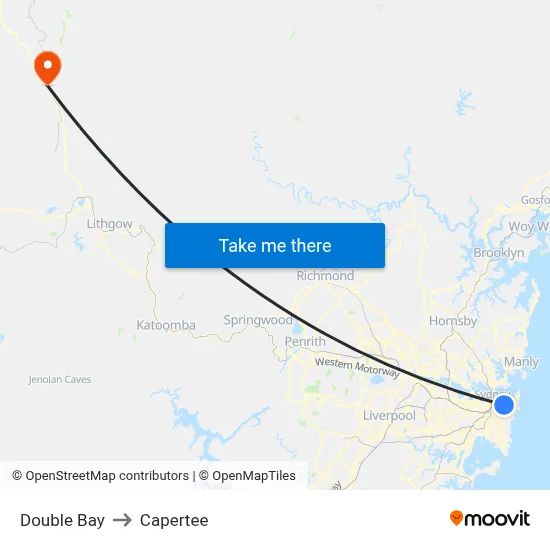 Double Bay to Capertee map