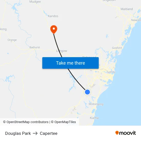 Douglas Park to Capertee map