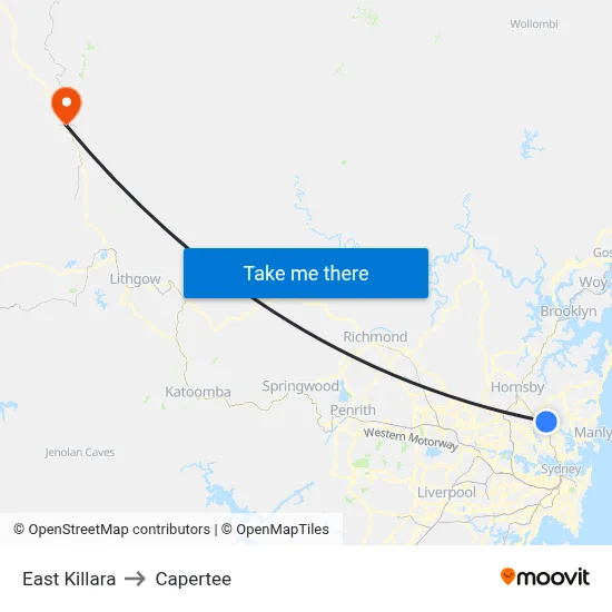 East Killara to Capertee map