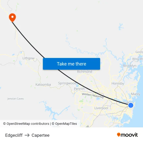 Edgecliff to Capertee map