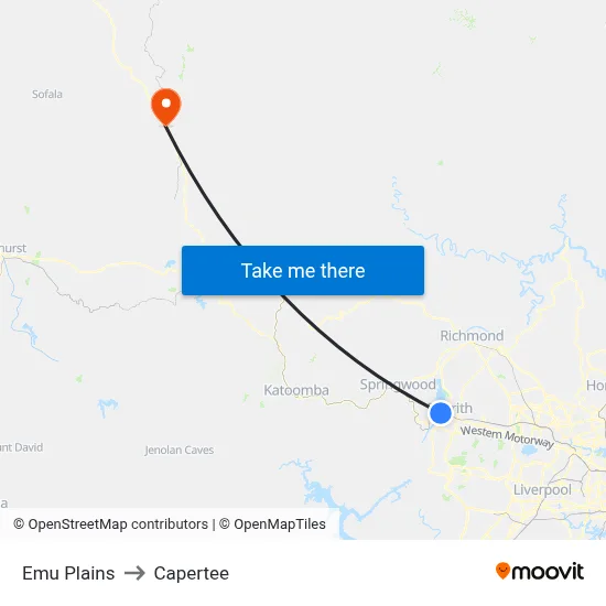 Emu Plains to Capertee map