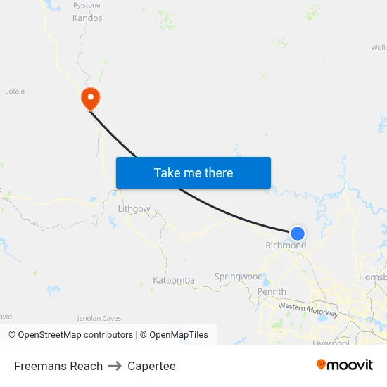 Freemans Reach to Capertee map