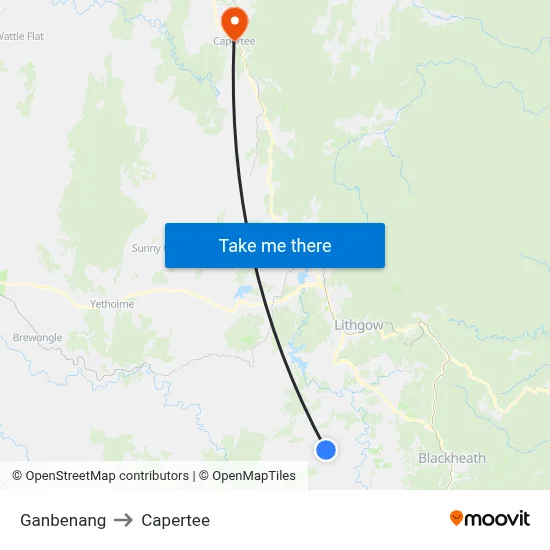 Ganbenang to Capertee map