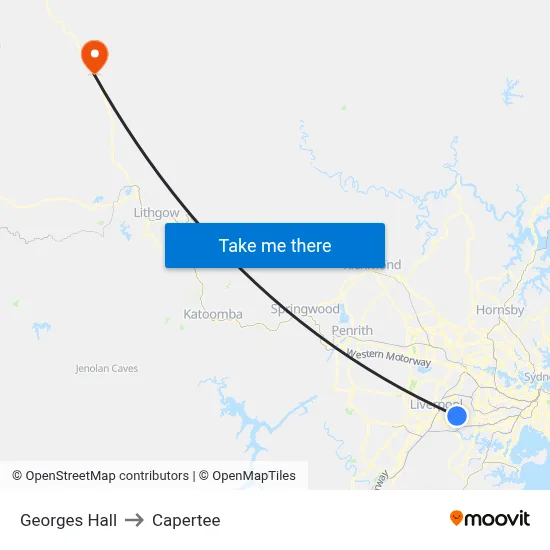 Georges Hall to Capertee map