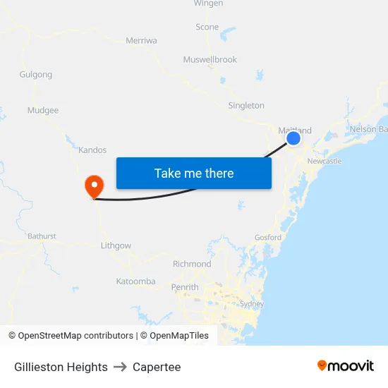 Gillieston Heights to Capertee map