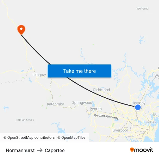 Normanhurst to Capertee map