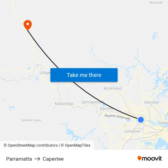 Parramatta to Capertee map
