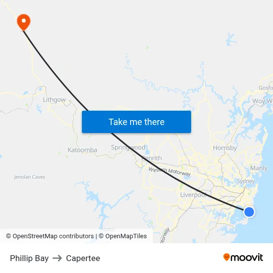 Phillip Bay to Capertee map
