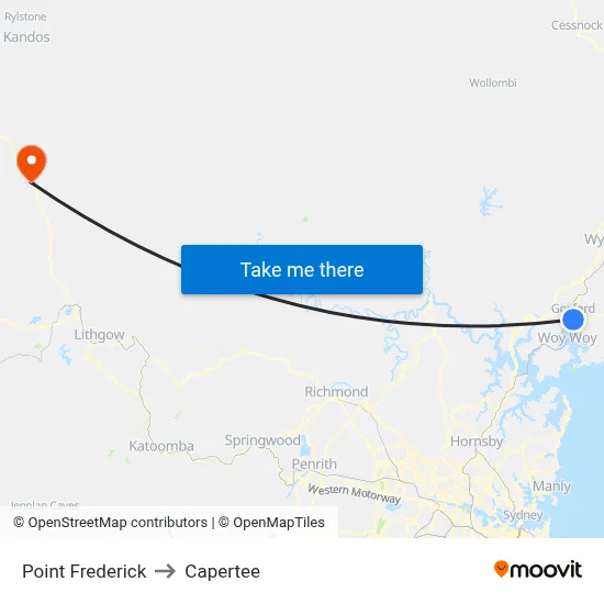 Point Frederick to Capertee map