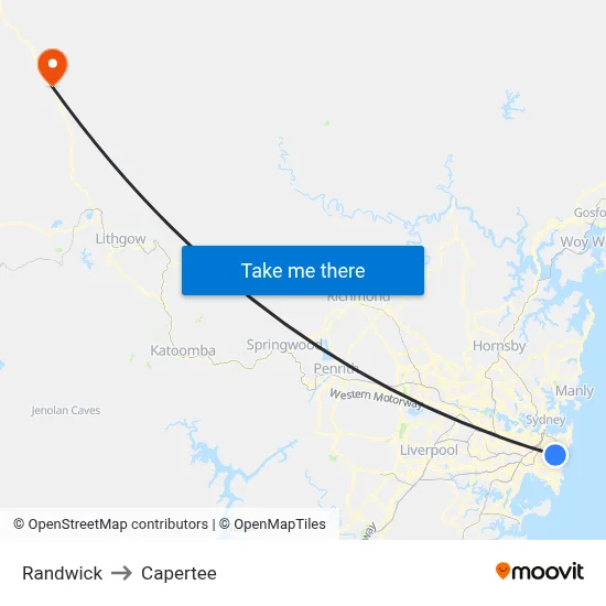 Randwick to Capertee map