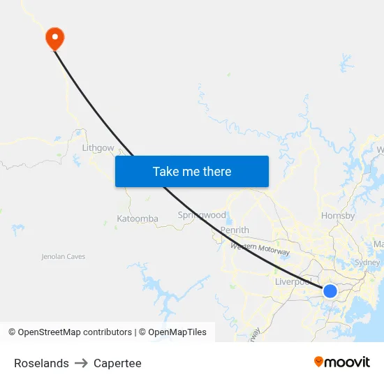 Roselands to Capertee map